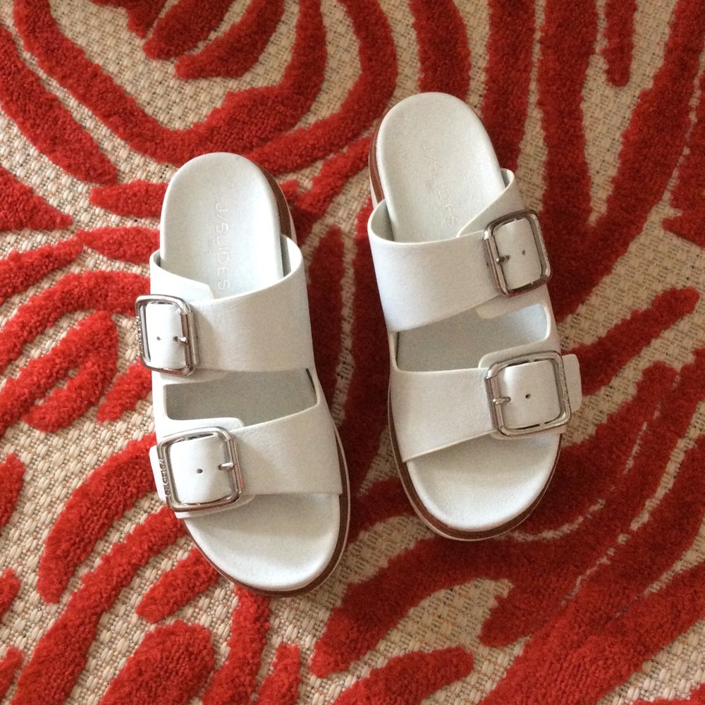 J Slides NYC Sold Out Leather Bowie Sandals. 7.5